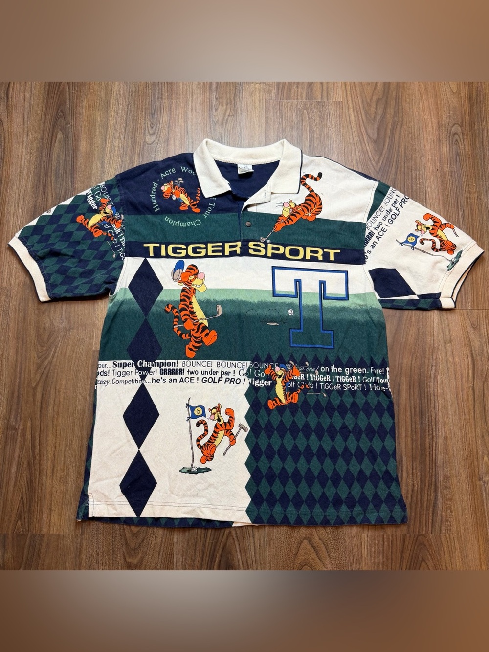Vintage VTG 90s Disney “Tigger Sport” All Over Print Golf Polo Shirt Men’s XL